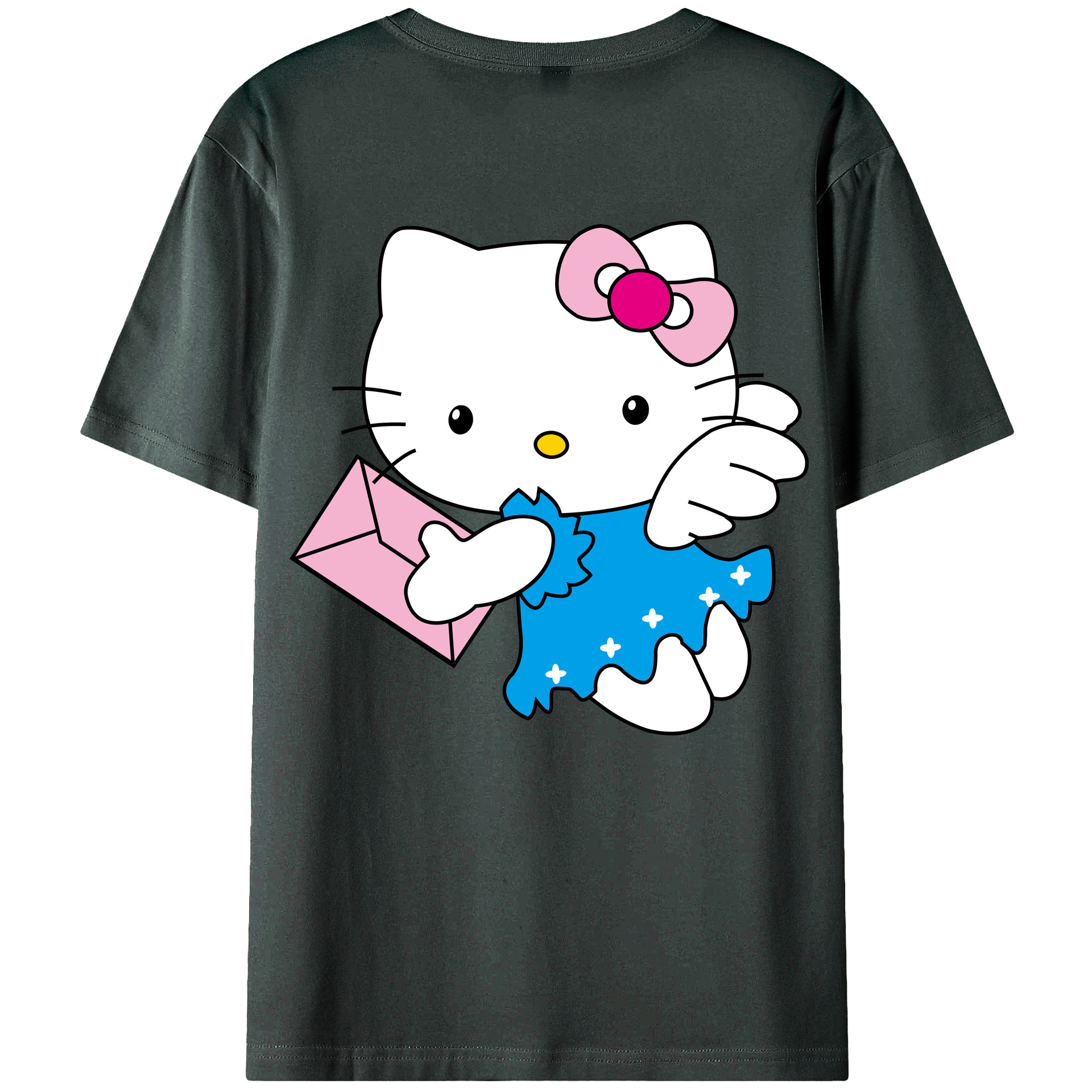 （画像用） Hello Kitty ハローキティ 綿100％ メンズ半袖Tシャツ（バックプリント） 通気性